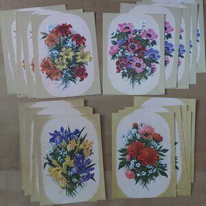 Vintage MCM Litho Print Lot 20 SARON Flower Bouquet Litho Art Set Arthur Kaplan